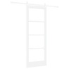 Porte coulissante avec quincaillerie "ORKDAL" en bois massif blanc et verre 