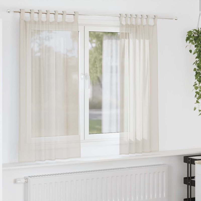 Rideaux en voile avec passants 2 pcs crème 