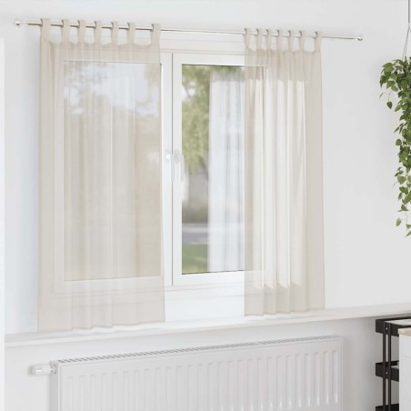 Rideaux en voile avec passants 2 pcs crème 