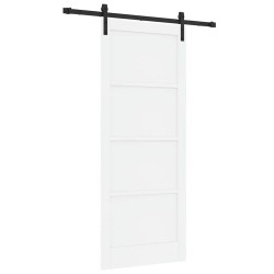 Porte Coulissante avec Kit de Quincaillerie Blanche 86x211 cm Bois de Pin Massif 