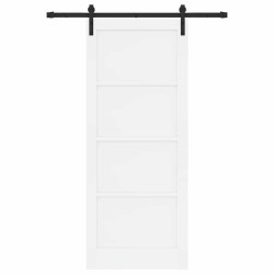 Porte Coulissante avec Kit de Quincaillerie Blanche 86x211 cm Bois de Pin Massif 