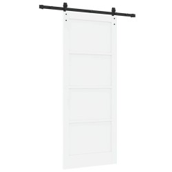 Porte Coulissante avec Kit de Quincaillerie Blanche 86x211 cm Bois de Pin Massif 