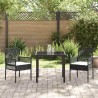 Ensemble de salle à manger de jardin 3 pièces avec coussins noir en rotin synthétique 