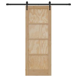 Porte Coulissante avec Set Matériel 73.5x198.5 cm Bois Massif Pin 