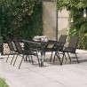 Table de jardin Gris et noir 140x70x70 cm Acier et verre 