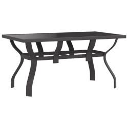 Table de jardin Gris et noir 140x70x70 cm Acier et verre 