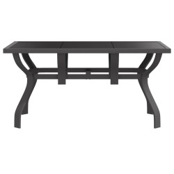 Table de jardin Gris et noir 140x70x70 cm Acier et verre 