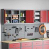 Ensemble de cabinet à outils et de panneau perforé de 4 pièces monté sur le mur en métal rouge 