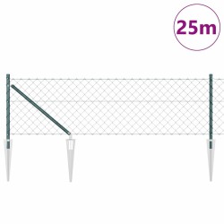 Jeu de Poteaux de Clôture Vert 0.6 x 25 m Acier galvanisé 