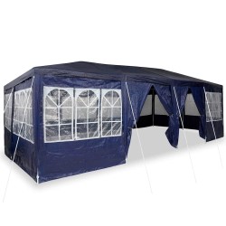 Tente de fête avec 12 parois bleues 8x4 m PE 