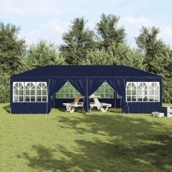 Tente de fête avec 12 parois bleues 8x4 m PE 