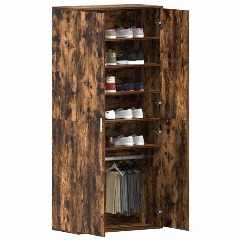 Meuble à chaussures en chêne fumé 80x39x180 cm Bois d'ingénierie 