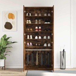 Meuble à chaussures en chêne fumé 80x39x180 cm Bois d'ingénierie 