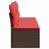 Sofa de jardin 3 places avec des coussins en poly rattan marron. 