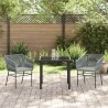 Ensemble de salle à manger de jardin 3 pièces avec coussins en poly rotin gris 
