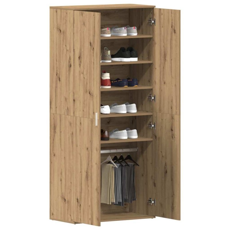 Cabinet à chaussures en chêne artisan 80x39x180 cm en bois d'ingénierie 