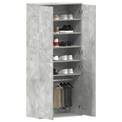 Armoire à chaussures gris béton 80x39x180 cm en bois aggloméré 