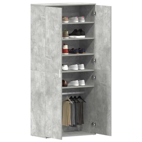 Armoire à chaussures gris béton 80x39x180 cm en bois aggloméré 
