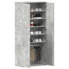 Armoire à chaussures gris béton 80x39x180 cm en bois aggloméré 