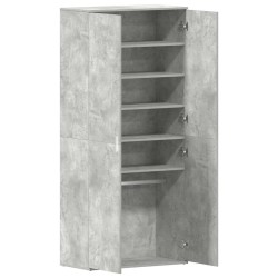 Armoire à chaussures gris béton 80x39x180 cm en bois aggloméré 