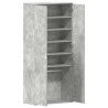 Armoire à chaussures gris béton 80x39x180 cm en bois aggloméré 