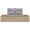 Canapé de jardin 2 places avec coussins en poly rattan beige 