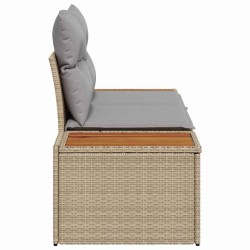 Canapé de jardin 2 places avec coussins en poly rattan beige 