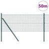 Clôture en fil soudé avec 13 poteaux verte 0.5x50 m en acier 