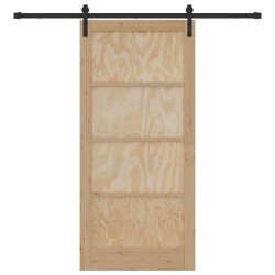 Porte coulissante avec ensemble de quincaillerie 93x202 cm en bois massif de pin 