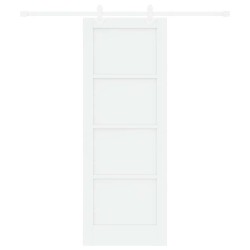Porte Coulissante avec Ensemble de Quincaillerie Blanche 73.5x198.5 cm en Bois Massif de Pin 