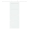 Porte Coulissante avec Ensemble de Quincaillerie Blanche 73.5x198.5 cm en Bois Massif de Pin 