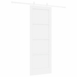 Porte Coulissante avec Ensemble de Quincaillerie Blanche 73.5x198.5 cm en Bois Massif de Pin 
