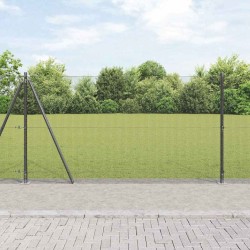 Clôture en fil soudé avec 13 poteaux flangés Gris 1.2x25 m Acier 