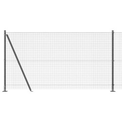 Clôture en fil soudé avec 13 poteaux flangés Gris 1.2x25 m Acier 