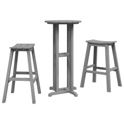 Ensemble de bar de jardin 3 pièces gris clair HDPE 
