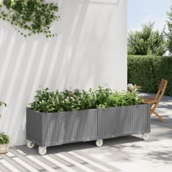 Jardinière à roulettes gris clair 160x50x54 cm PP 