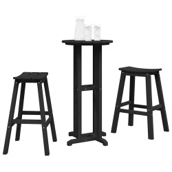 Ensemble de jardin 3 pièces en HDPE noir 