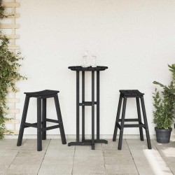 Ensemble de jardin 3 pièces en HDPE noir 