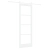 Porte Coulissante avec Kit de Quincaillerie "ORKDAL" Bois Solide Blanc & Verre 
