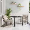 Ensemble de jardin 3 pièces avec coussins marron en polyrotin 