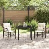Ensemble de jardin 3 pièces avec coussins marron en polyrotin 
