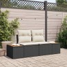 Canapé de jardin 2 places avec coussins en poly rattan noir 