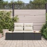 Canapé de jardin 2 places avec coussins en poly rattan noir 