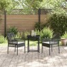 Ensemble de Bistro de Jardin 3 Pièces avec Coussins Noir en Poly Rattan 