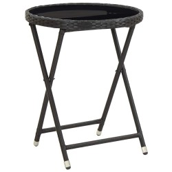 Ensemble de Bistro de Jardin 3 Pièces avec Coussins Noir en Poly Rattan 