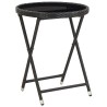 Ensemble de Bistro de Jardin 3 Pièces avec Coussins Noir en Poly Rattan 