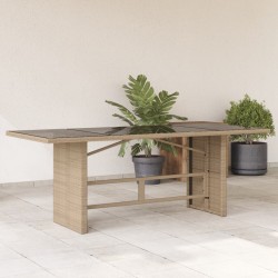 Table de jardin dessus en verre beige 190x80x74 cm 