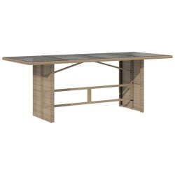 Table de jardin dessus en verre beige 190x80x74 cm 