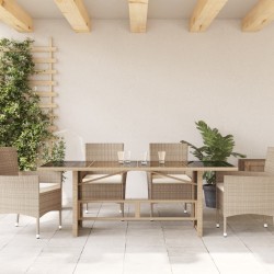 Table de jardin dessus en verre beige 190x80x74 cm 