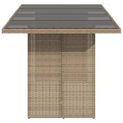 Table de jardin dessus en verre beige 190x80x74 cm 